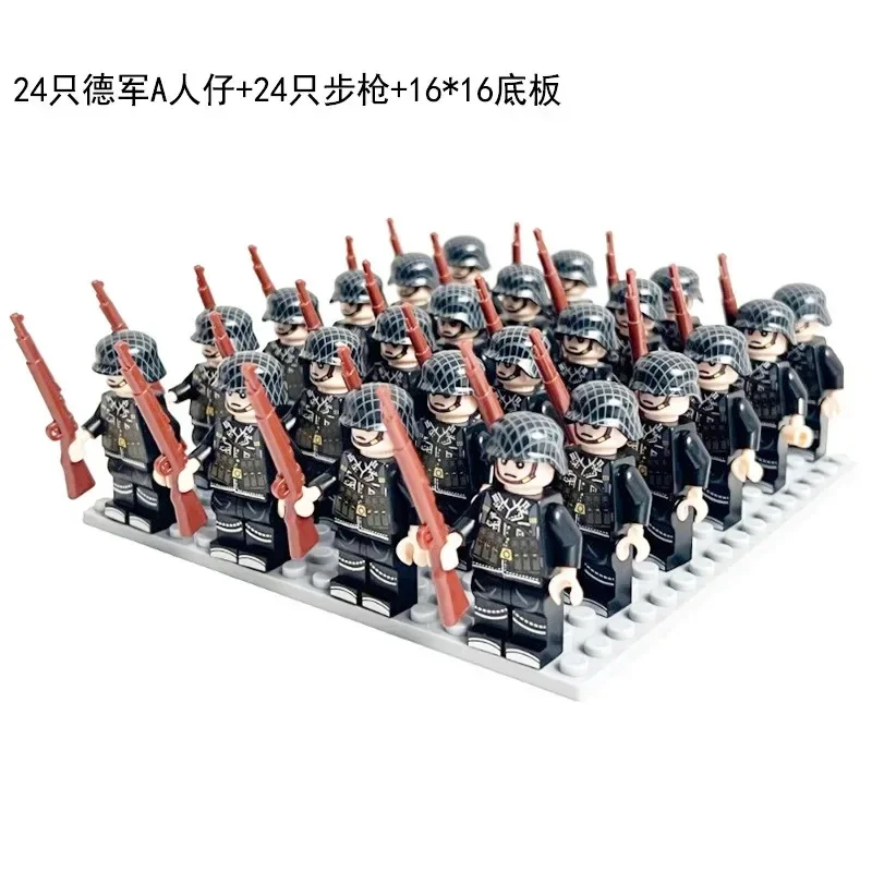 24-teilige Militärserie aus dem Zweiten Weltkrieg, Bausteine, Phalanzen, Krieger, Minifiguren, humanoide Puppen, Spielzeug und Geburtstagsgeschenke. – Detail 13