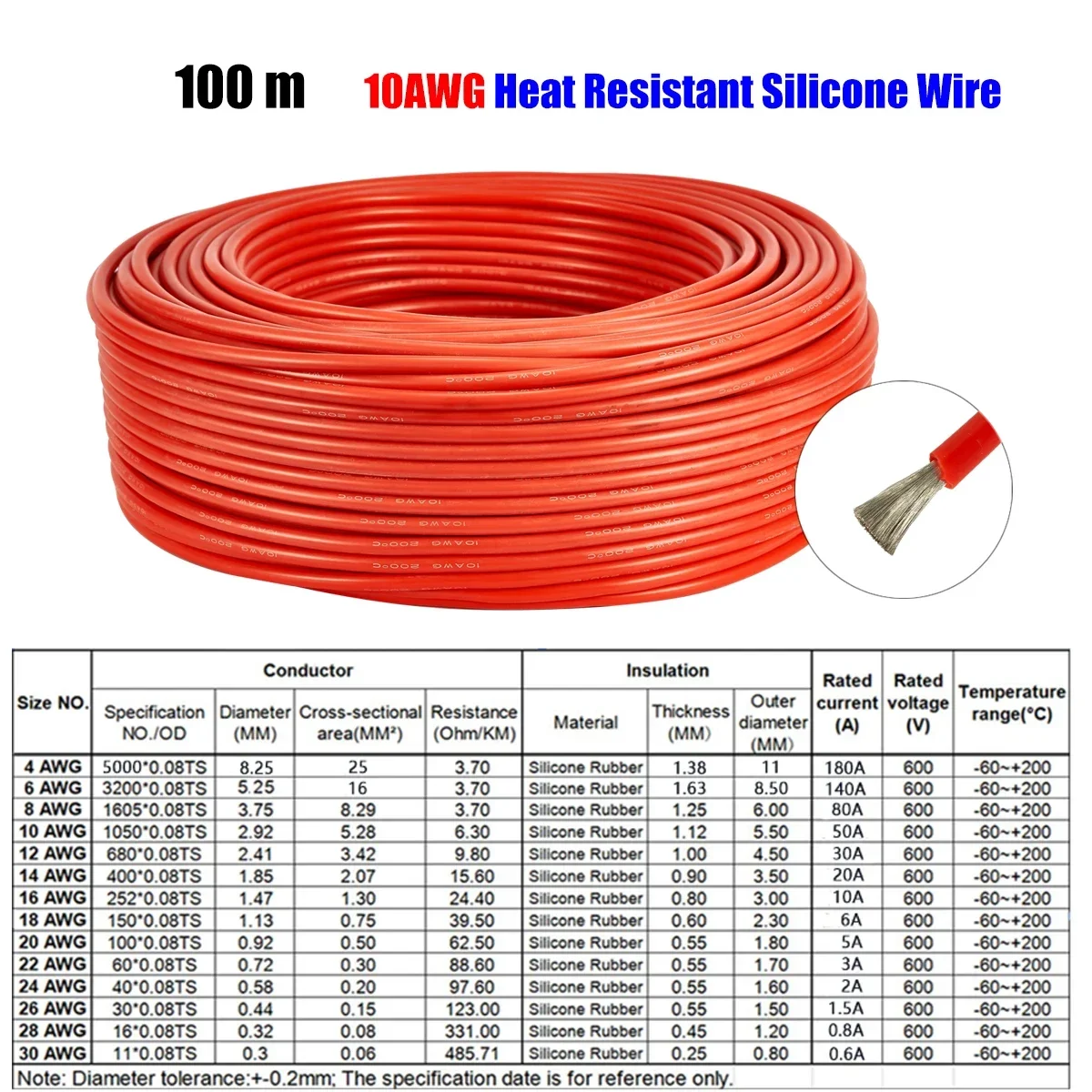 100m Heat Resistant Silicone Wire 10awg Red Black Solar Panel Electrical Cable For Car Battery Automotive Audio Inverter