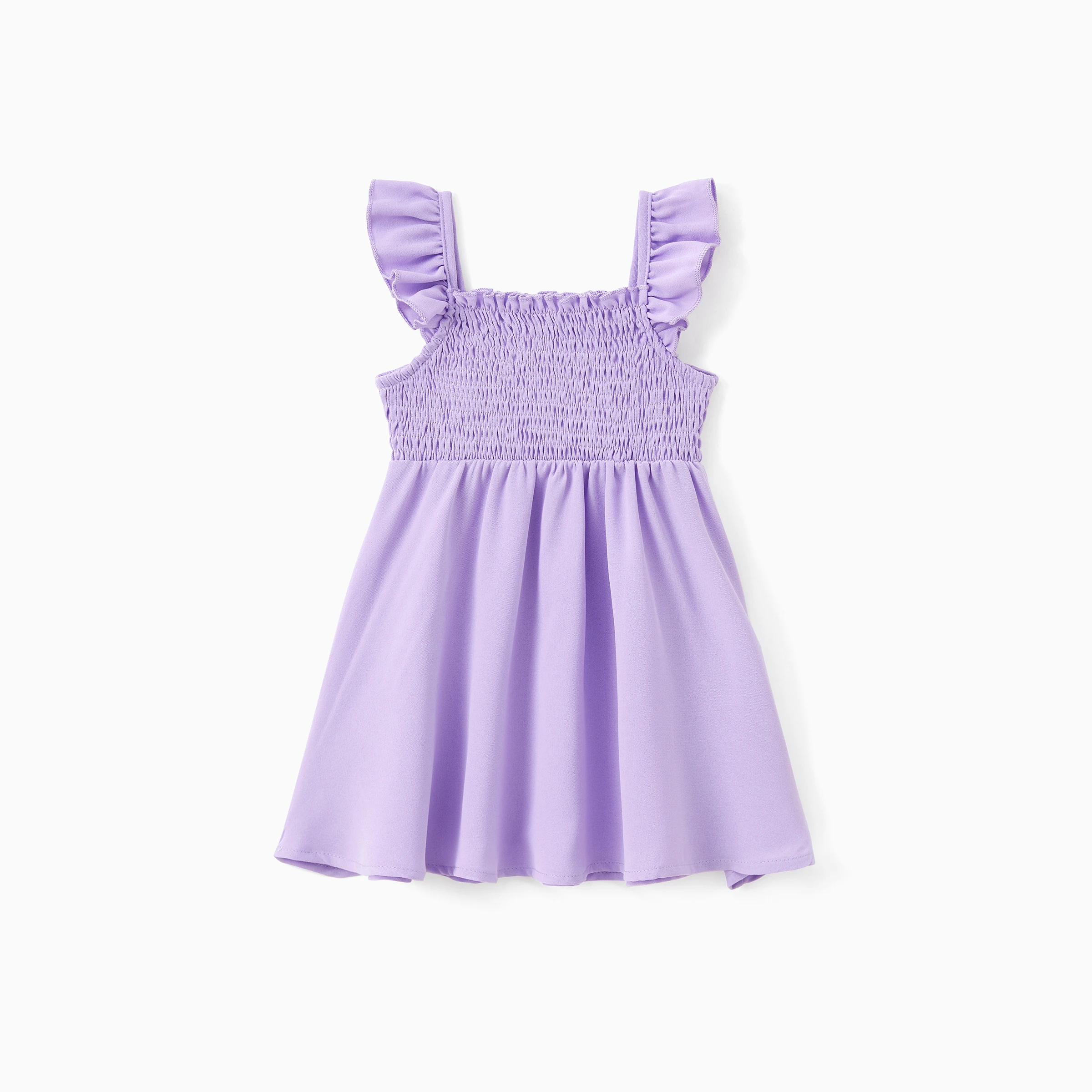 PatPat Family Matching Sets Purple Raglan Sleeves Tee or Shirred Top Ruffle Hem Strap Dress