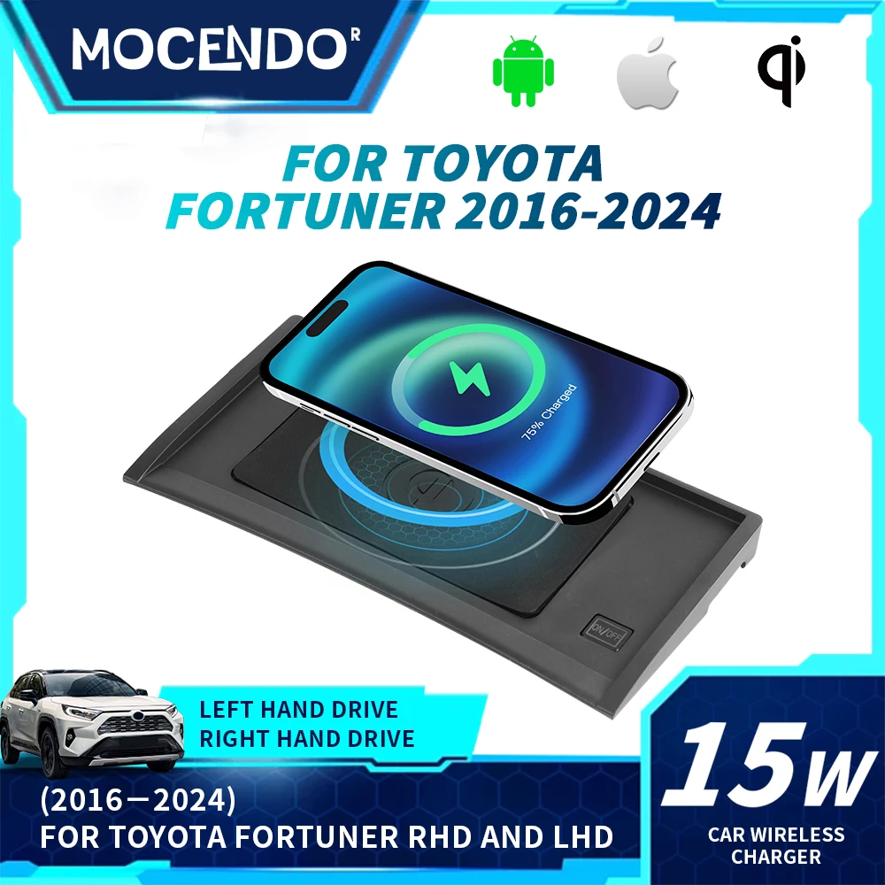 

For Toyota Fortuner 2016-2024 15W Wireless Charging Panel Car Charger Fast Charging Compatible with Most Smartphones