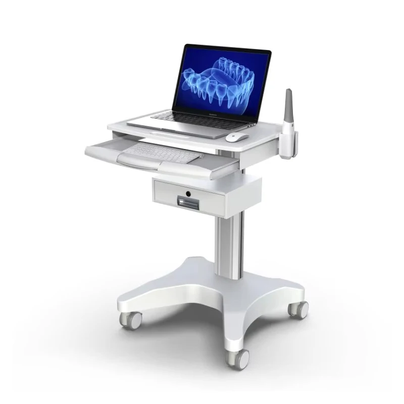 Medical Trolley with Pallet Dentist Clinic Oral Scanner Cart with Bracket Large Space Storage Cable