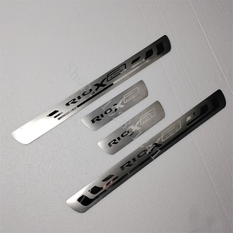 Auto Sticker For Kia Rio 3 4 K2 X-Line Accessories 2010 2011-2024 Stainless Steel Door Sill Scuff Plate Car Styling Protector