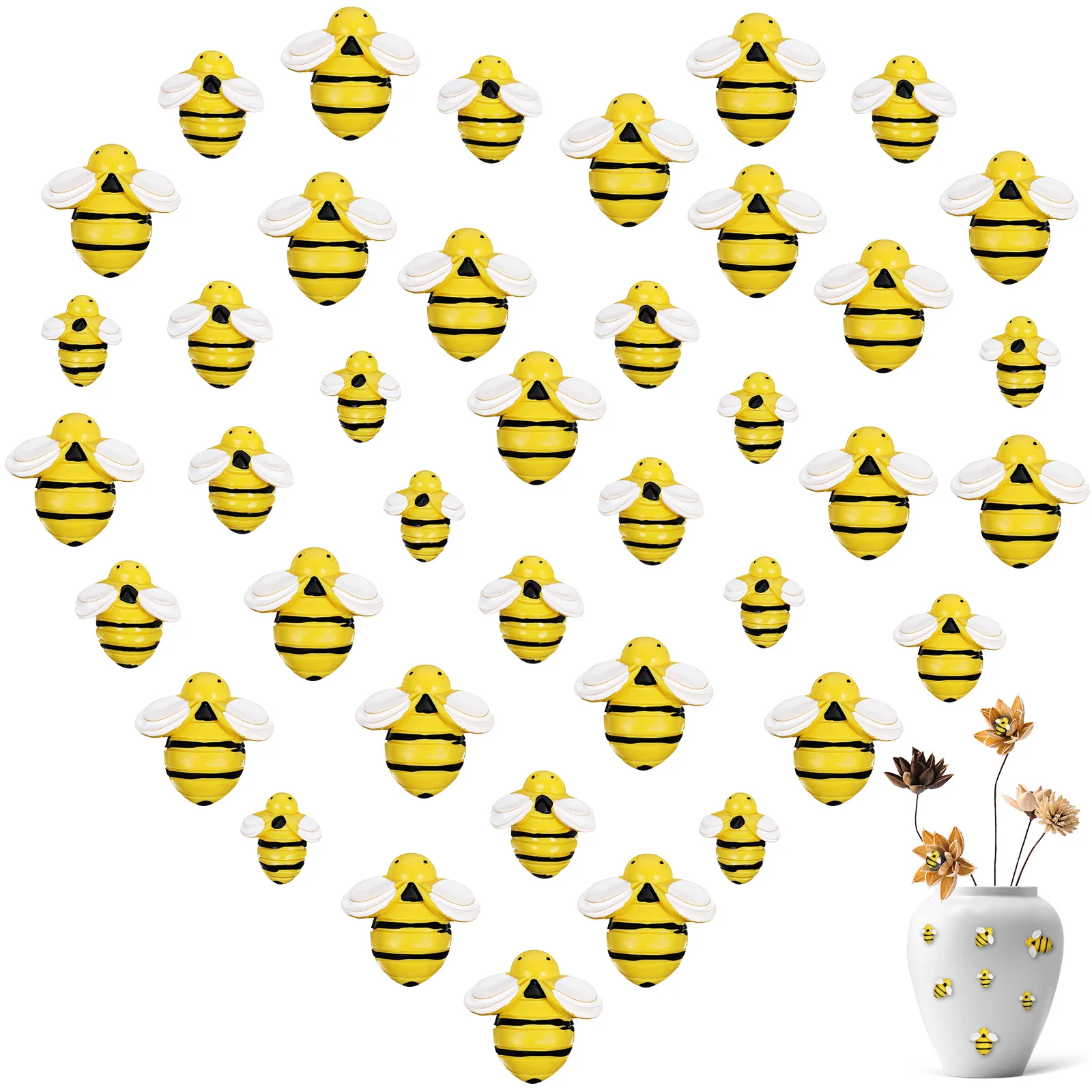 

60pcs Miniature Resin Bees Exquisite Lifelike Details Craft naments Decorations Projects Party Favors Phone Cases Dollhouses