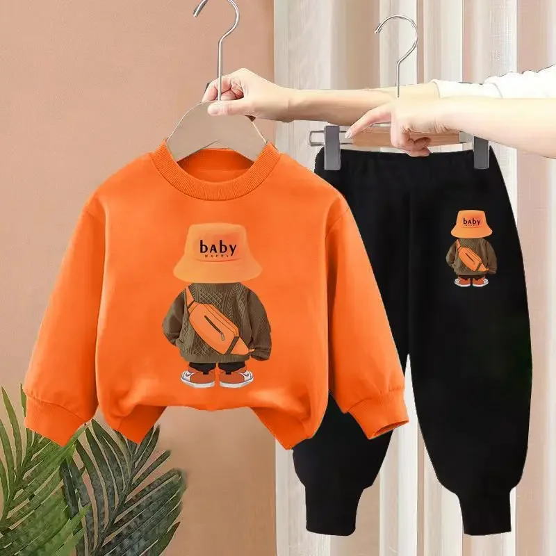 

Spring Baby Girl Boy Clothes Set Children Sports Cartoon Bear Sweatshirt Top and Pants Buttom Two Piece Suit Cotton Tracksuit