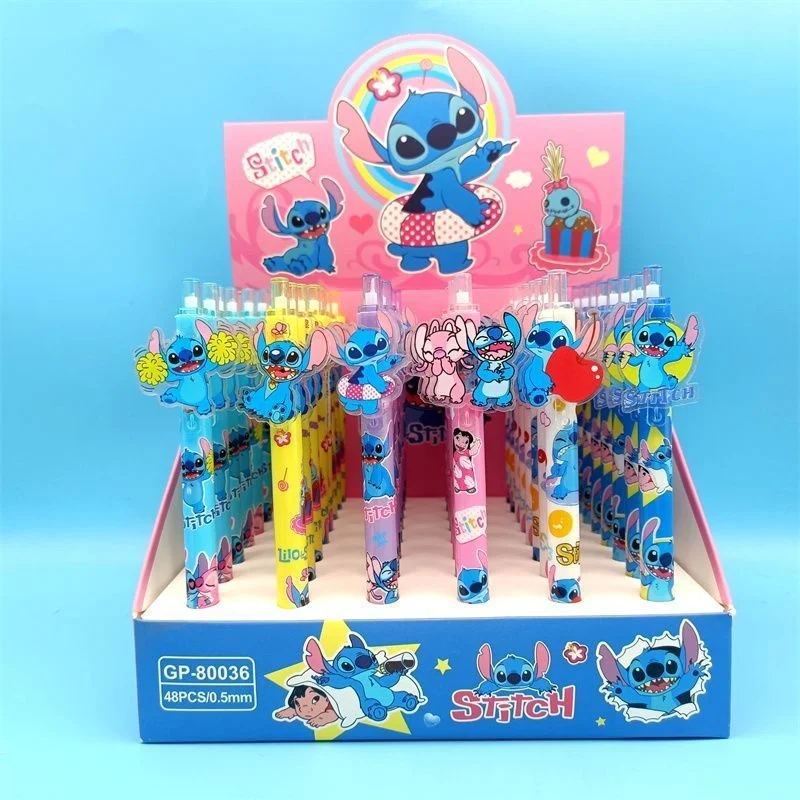 

48 шт./лот Kawaii Disney Stitch Press гелевая ручка милые 0,5 мм черные чернила нейтральные ручки рекламный подарок офисные школьные принадлежности
