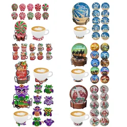 DIY Diamond Handmade artwork Landscape Lollipop Ice cream Bird Owl pattern Diamond painted coaster kit, holiday gift for home ki