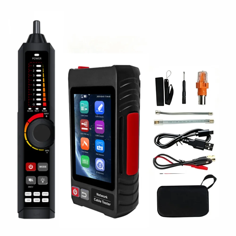 LT-600 Touch Screen UTP Tester RJ45 Network Cable Tester PoE IP Search Scan Tracer Short Circuit Test in one Network Tool Kit