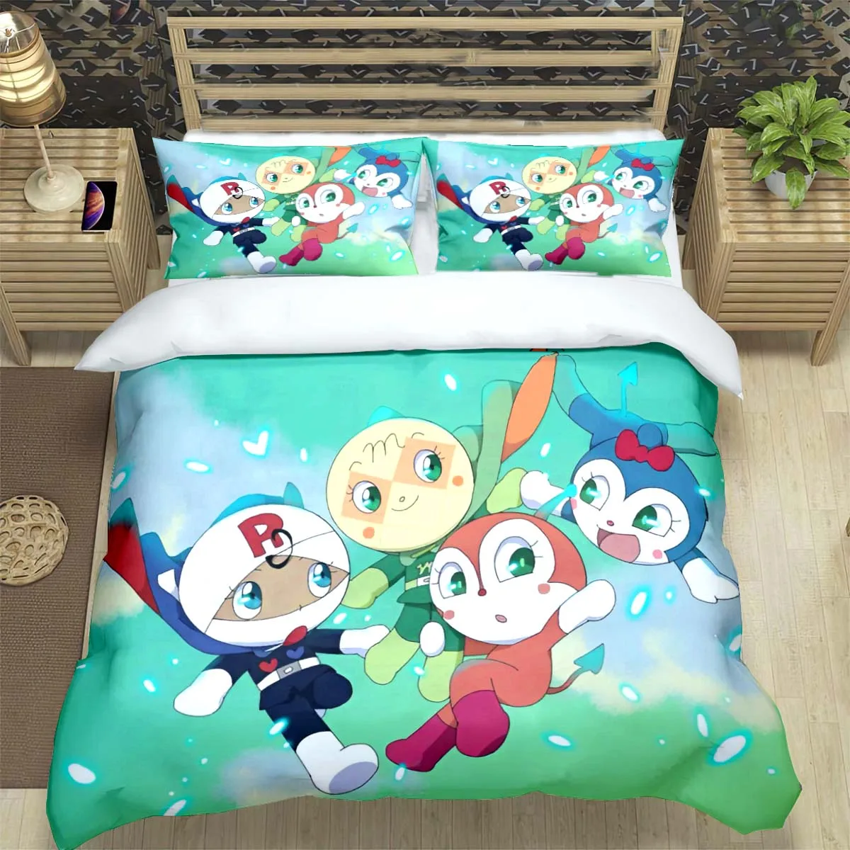 Fashion Kawaii Cartoon A-Anpan Print Bedding Sets Bed Supplies Set Duvet Cover Bed Comforter Set Bedding Set Luxury Cute Gift
