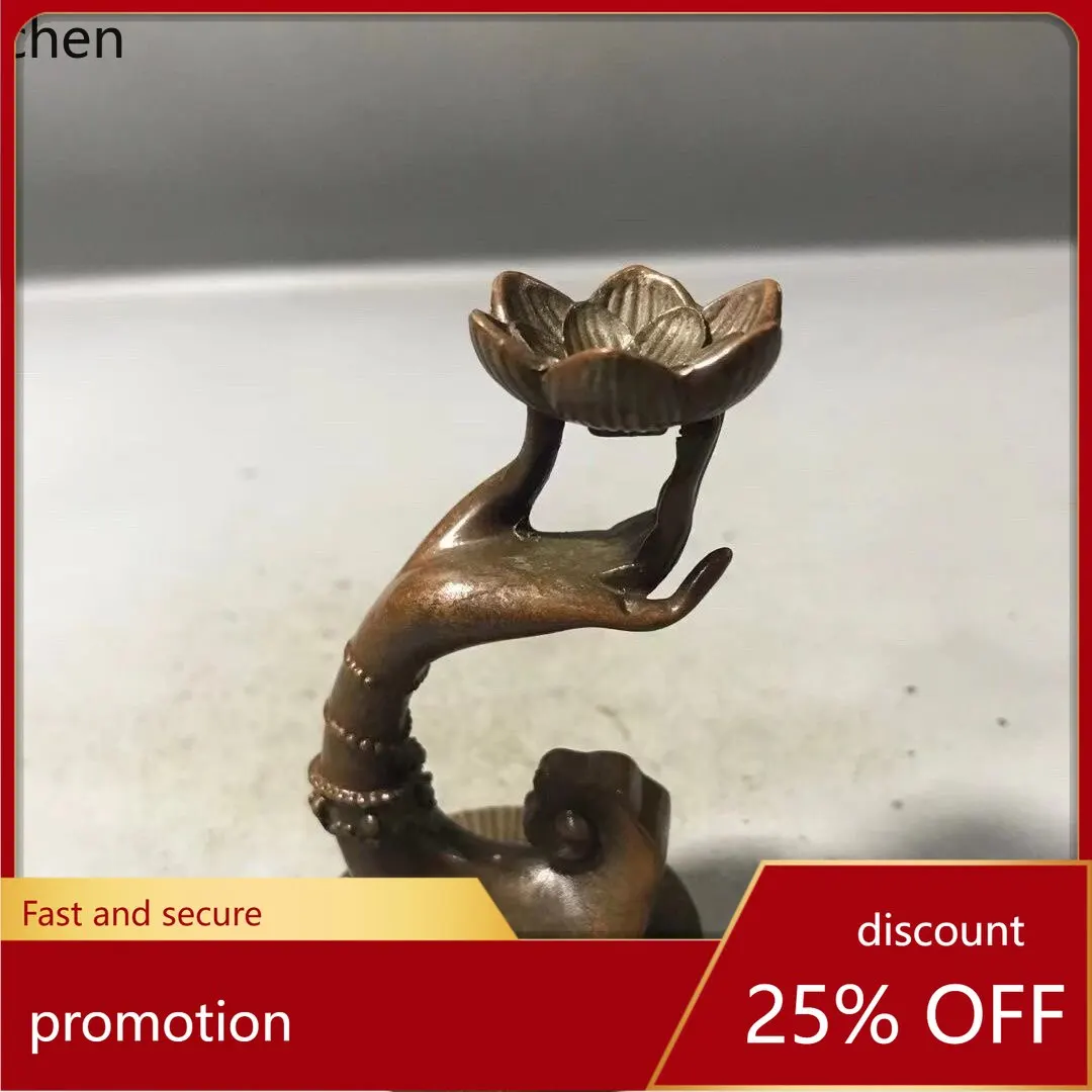 

Cz antique bronze zen buddha hand retro sandalwood lotus chinese ancient style indoor ornaments tower incense