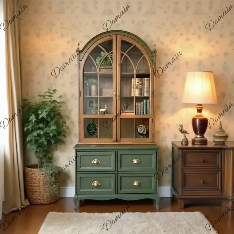 RFV Green Retro Living Room Cabinets Small Classic Luxury Narrow Living Room Cabinets Vintage French Armoire De Rangement Furnit