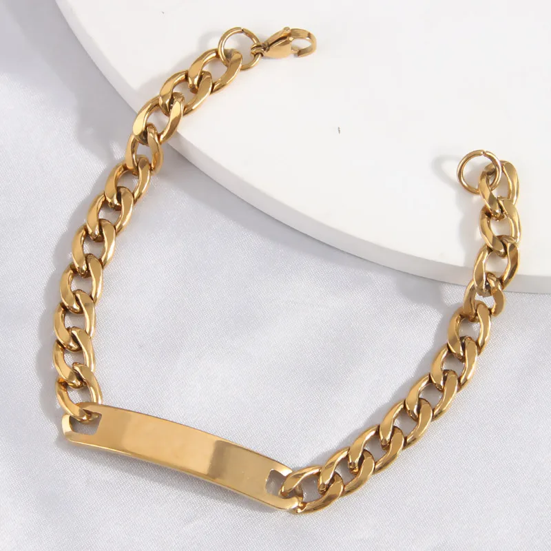 Fashion Hip Hop Stainless Steel Bracelet For Men Women Gold Silver Color Simple Style Unisex Couple Bracelet Jewelry