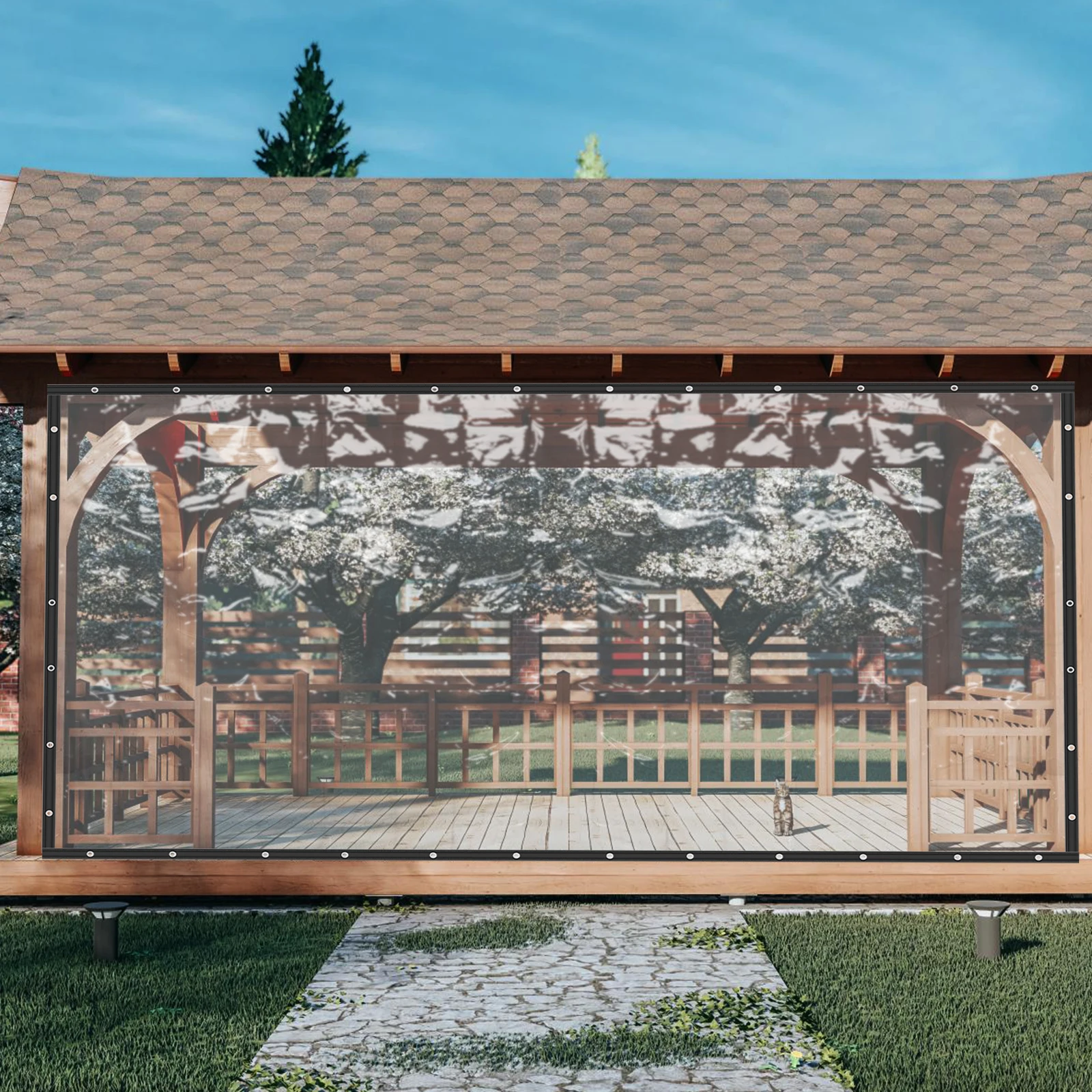 Tende impermeabili da esterno, PVC trasparente, resistenti allo strappo, per balconi e finestre