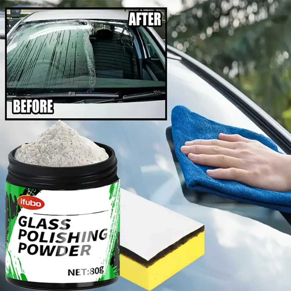 Car Glass Polishing Powder - Detail Polishing to Restore Glass Clarity and Gloss, Reduces Driving Hazards | Suitable for Windows