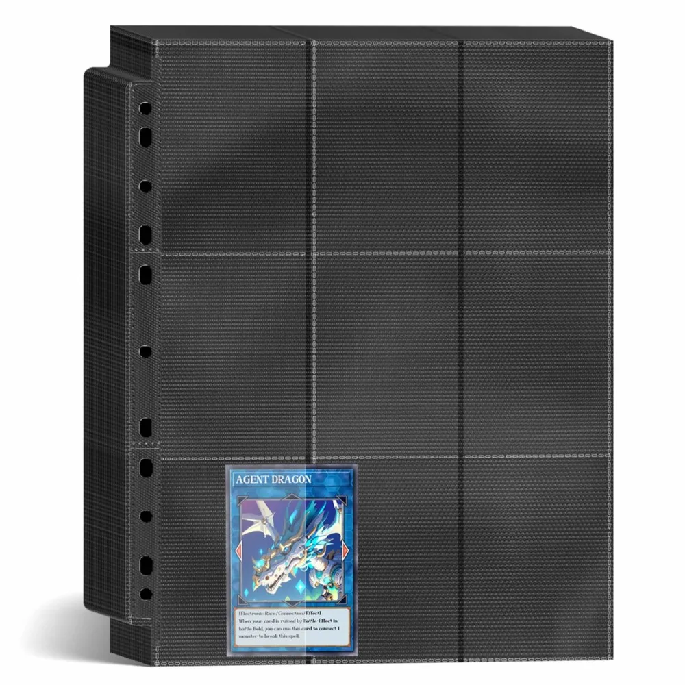50Pack 9-Pocket Double Sided Card Binder Pages 900 Pockets Black Trading Card Sleeve Protectors for TCG MTG Sports Game Cards