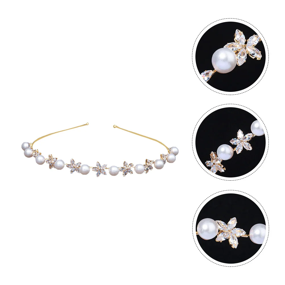 

1pc Pearl Flower Hair Clip Elegant Zircon Headband Hoop Headdress Lady Stylish Party Accessory All Match Thin Wedding