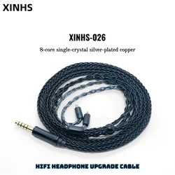 XINHS 8core single crystal copper plated silver earphone upgrade cable MMCX QDC TFZ 0.78 2PIN suitable for IEM HM20 Fudu