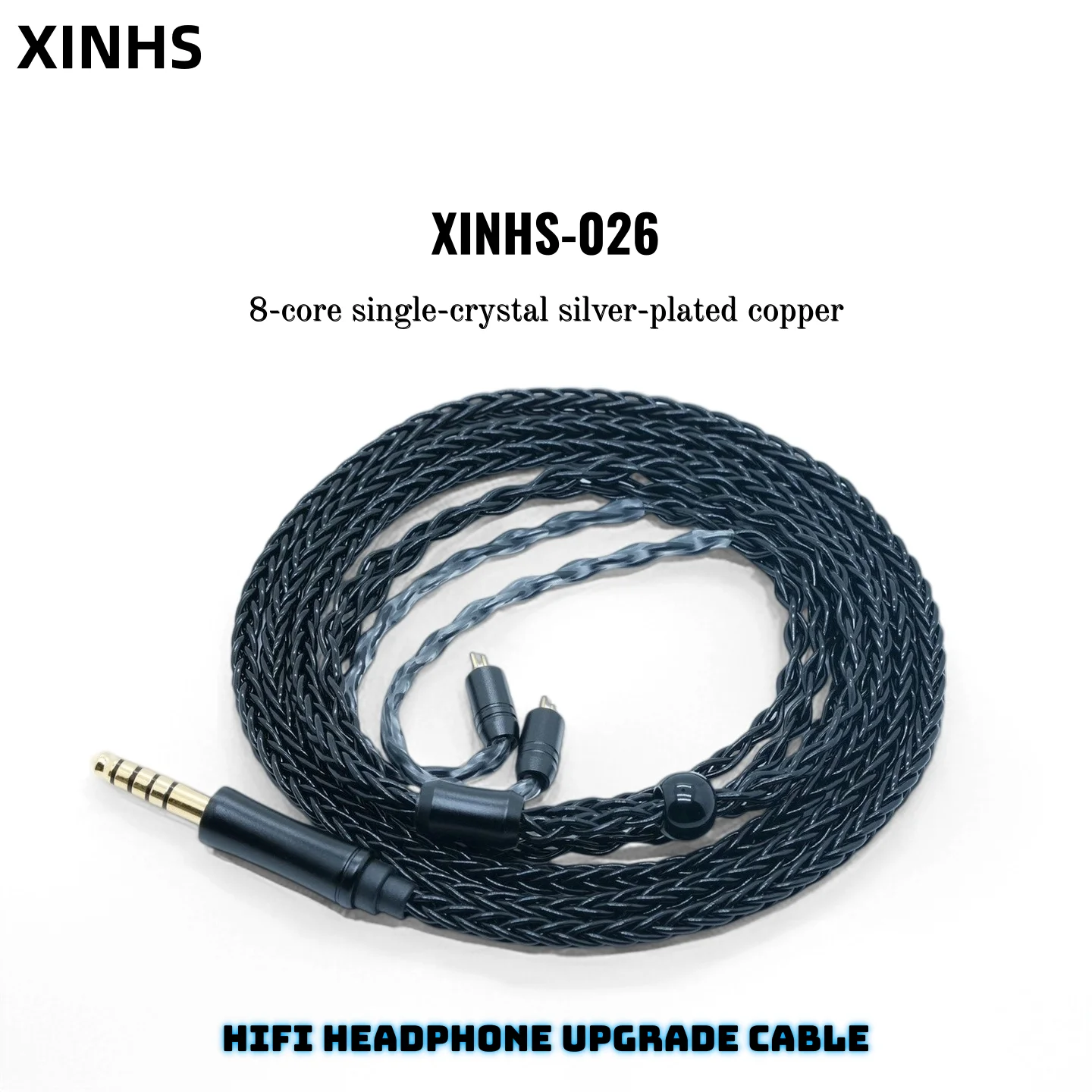 XINHS  8core single crystal copper plated silver earphone upgrade cable MMCX QDC TFZ 0.78 2PIN suitable for IEM HM20 Fudu
