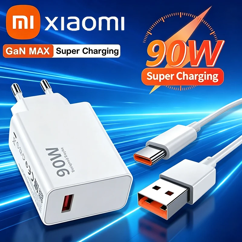 Carregador Original Xiaomi 90W Adaptador de Carregamento Rápido para Celular Carregador de Parede QC 3.0 Turbo para Xiaomi Huawei