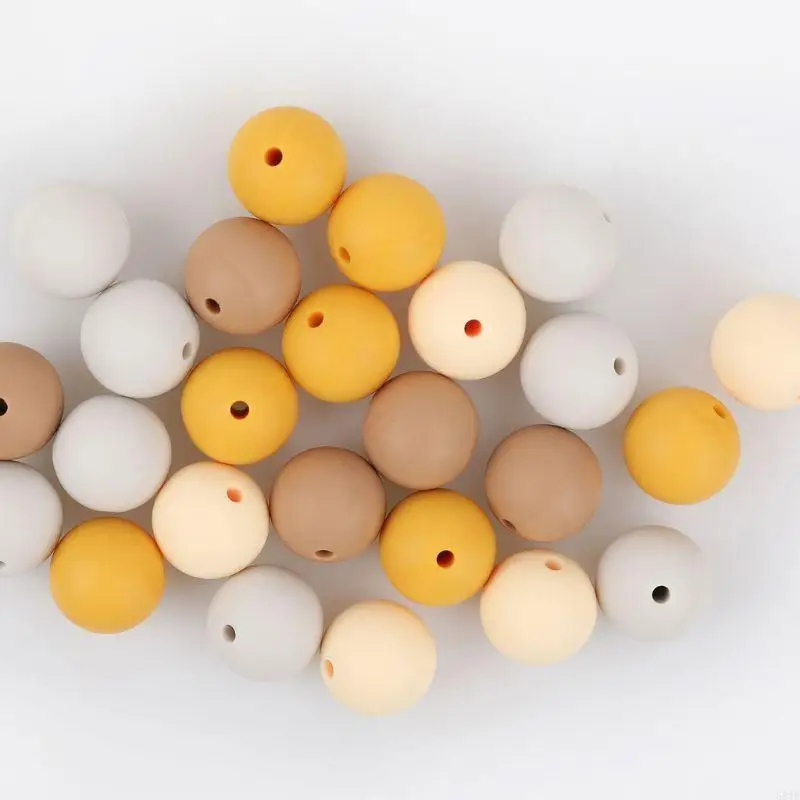 581F dla niemowląt gryzak silikonowy do żucia okrągły koralik luzem DIY Craft akcesoria do ząbkowania