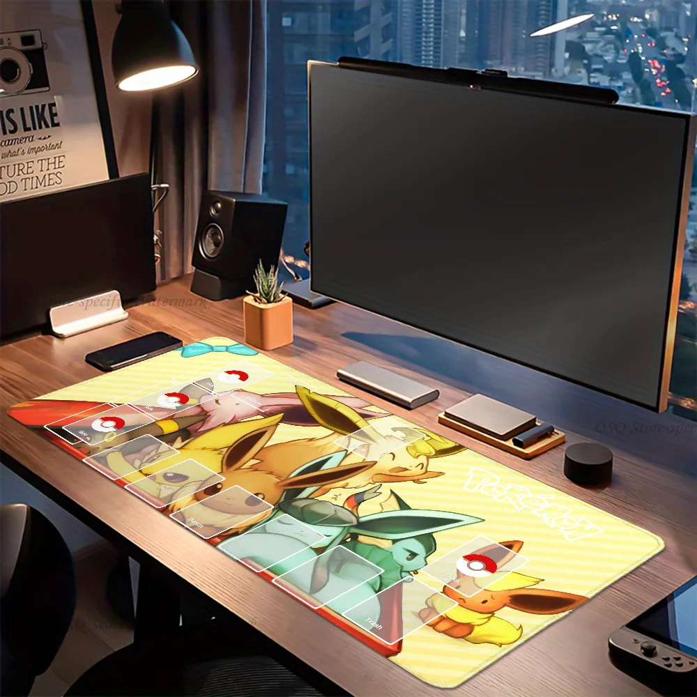 P-Pokemon Game Anime Battle Mousepad Mouse Mat حصيرة مكتبية مع وسادة ملحقات الألعاب Prime Gaming XXL لوحة المفاتيح حصيرة الحشو