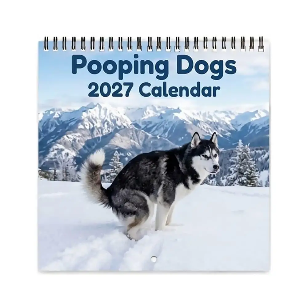 Pooping Dogs 2027 Calendar New Year 12 Months Calendar Monthly Planner Decoration Dogs Lovers Gifts Creative Funny Puppy Pattern