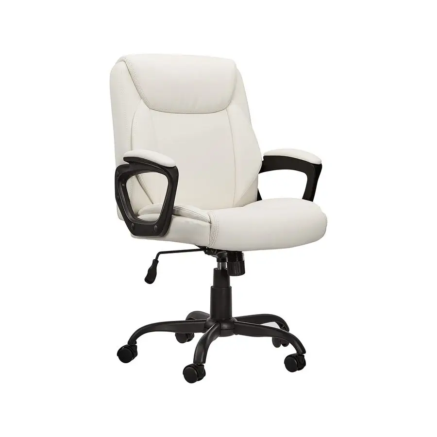 

Classic Puresoft PU Padded MidBack Height Adjustable Office Computer Desk Chair with Armrest, 26D x 23.75W x 42H, Cream