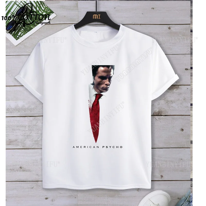 Summer Leisure Film  American Mental Patients Printed T-shirt Top Cotton Short-sleev O-neck  Unisex Shirt Loose Hot Sale