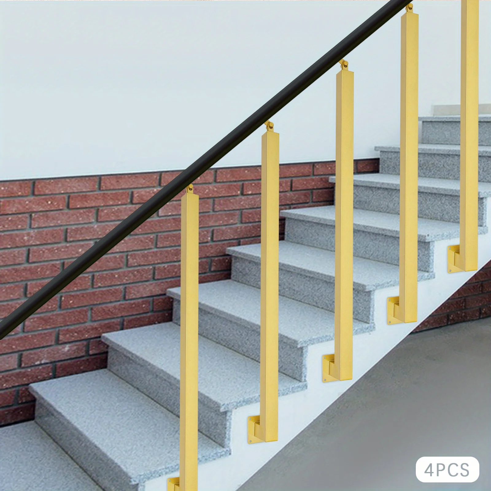 95cm階段手すり側面取り付け4個 - ゴールデンカラー、階段、ヴィラ、玄関、廊下に最適
