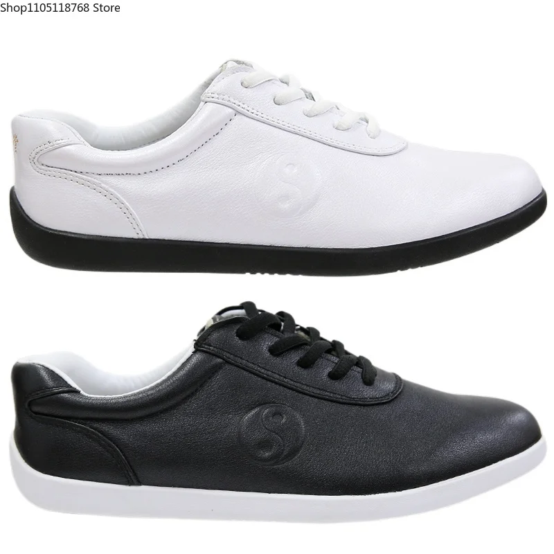 รองเท้ากังฟูไทเก๊กหนังแท้ รองเท้าศิลปะการต่อสู้ รองเท้าผ้าใบ หนังวัวนุ่ม ระบายอากาศได้ดี สวมใส่สบาย