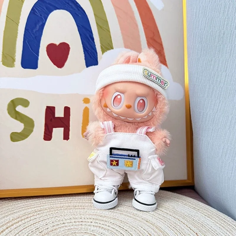 สําหรับเสื้อผ้า Labubu ฤดูร้อนชุดตุ๊กตาอุปกรณ์เสริมกล่องตาบอดตุ๊กตาแขวนเสื้อผ้าตกแต่ง Overalls เปลี่ยนได้สําหรับตุ๊กตาของเล่น