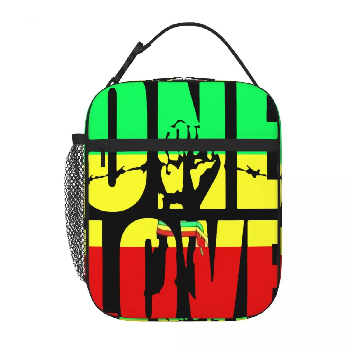 Hot Sale Bob Marley One Love Jamaica Splicing Color Work Lunch Bag Pet Snack Carry Large Lunch Bag