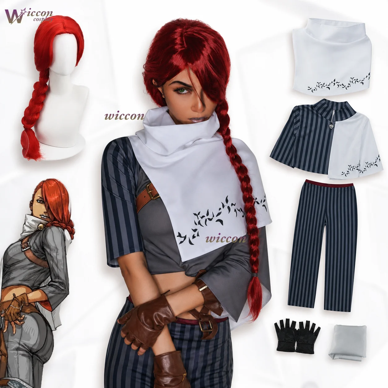 DMC S2 Lucia Devil Cos May Cry Cosplay Costume Wig Cape Pants Gloves Devil Trigger Fighter Outfit Halloween Comic Con