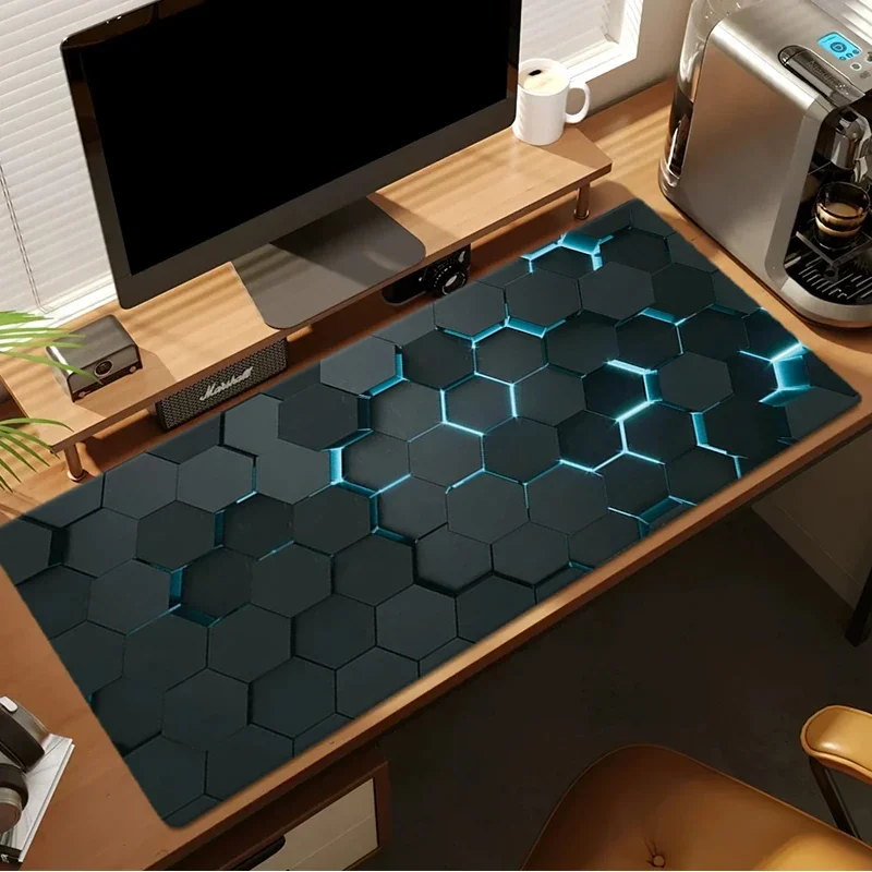 대형 3D 기하학 패턴 게이밍 마우스 패드 멋진 컴퓨터 사무실 게임 테이블 매트 새로운 XXL 고무 미끄럼 방지 긴 키보드 데스크 매트