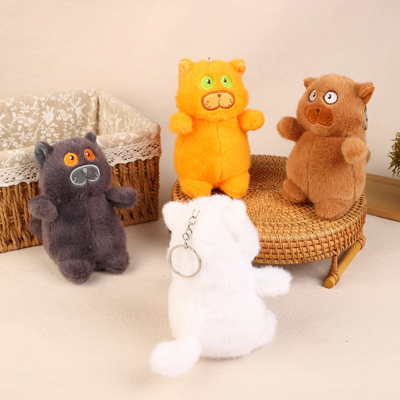 Porte-clés en peluche chat de dessin animé mignon, porte-clés chaton en peluche, joli pendentif de sac, décoration de sac à dos, cadeaux pour meilleur ami