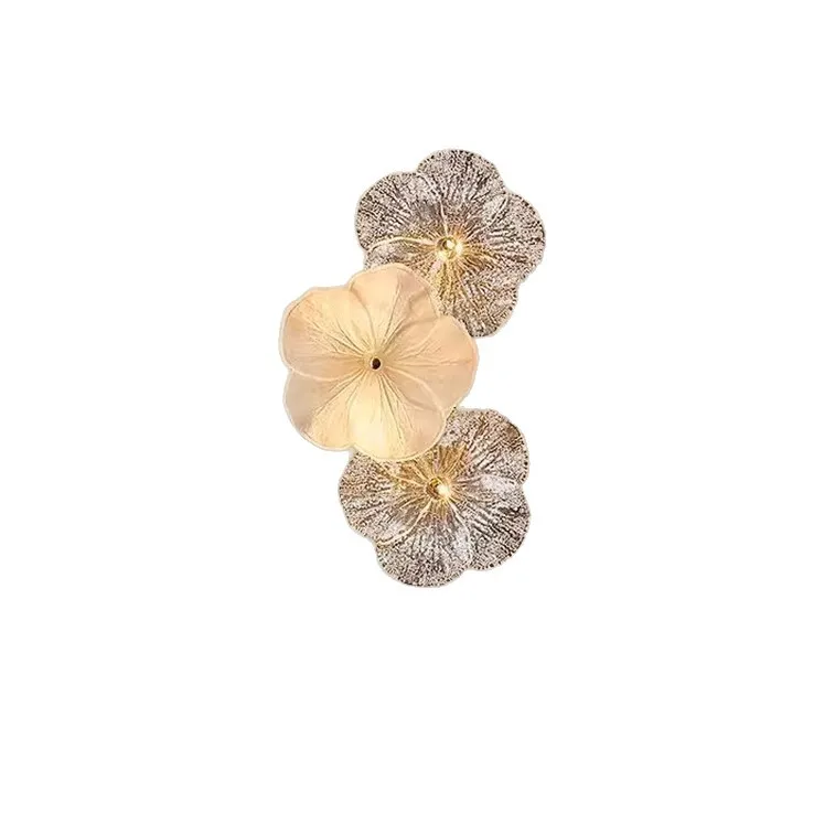 French Style Luxury Wall Lamp, elegant glass flower lampshade, delicate carved texture, soft warm lighting, ideal for background