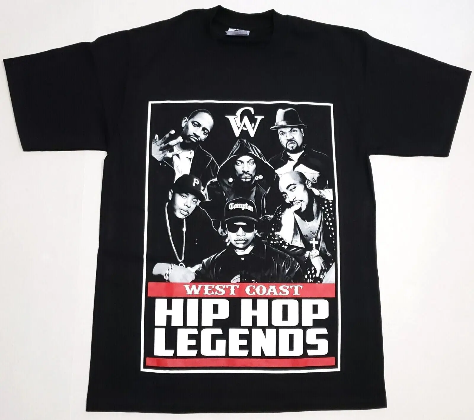 WEST COAST HIP HOP LEGENDS T shirt Rap Urban Streetwear 2Pac Tupac NWA Men's