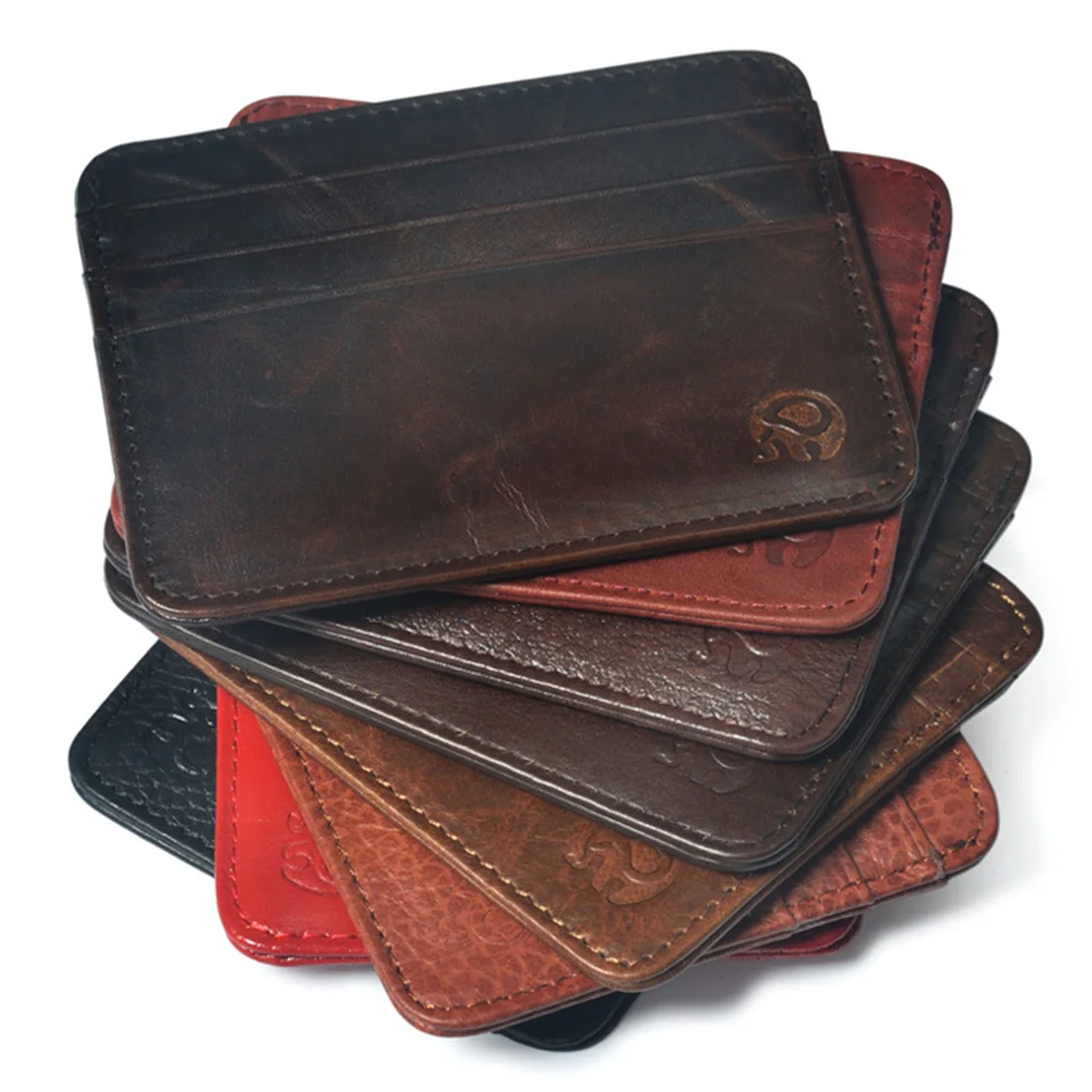 Cowhide Leather Credit Card Case Mini ID Card Holder Small Purse Man Slim Men\'s Wallet Cardholder Credit Card Holder Business