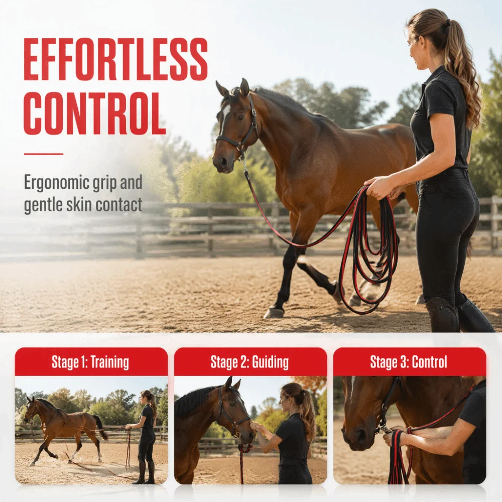 Random Color Horse Lunge Line High Tensile Polyester Horse Training Rope 8.7yd Length Swivel Snap Horse Lunge Rope