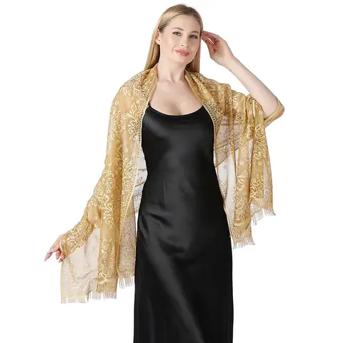 Châle en dentelle en maille florale pour femmes, robes de soirée, capes de fête, châle pour patients, demoiselle d'honneur, mariage