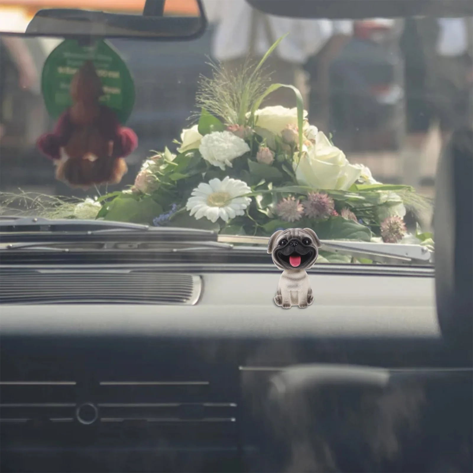 

Resin Dog Ornament Shaking Head Puppy Decor Car Desktop Decoration Cake Adornment Photography Prop Gift Shaking Head Dog Decor