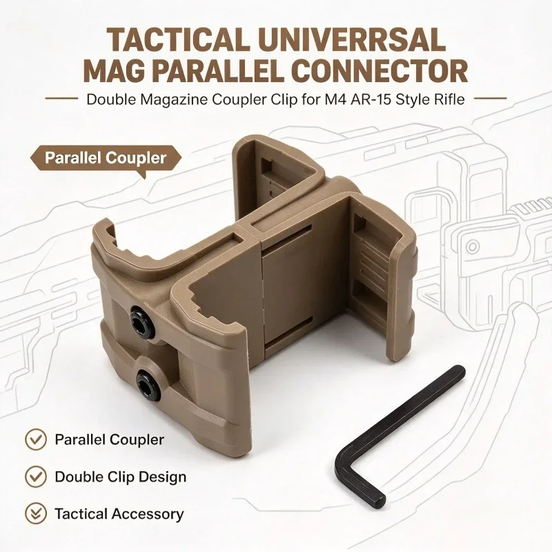 Double Mag Parallel Link Connector Universal Magazine Coupler Clip for M4 AR-15 Model Outdoor Simulation Hobby Accessory