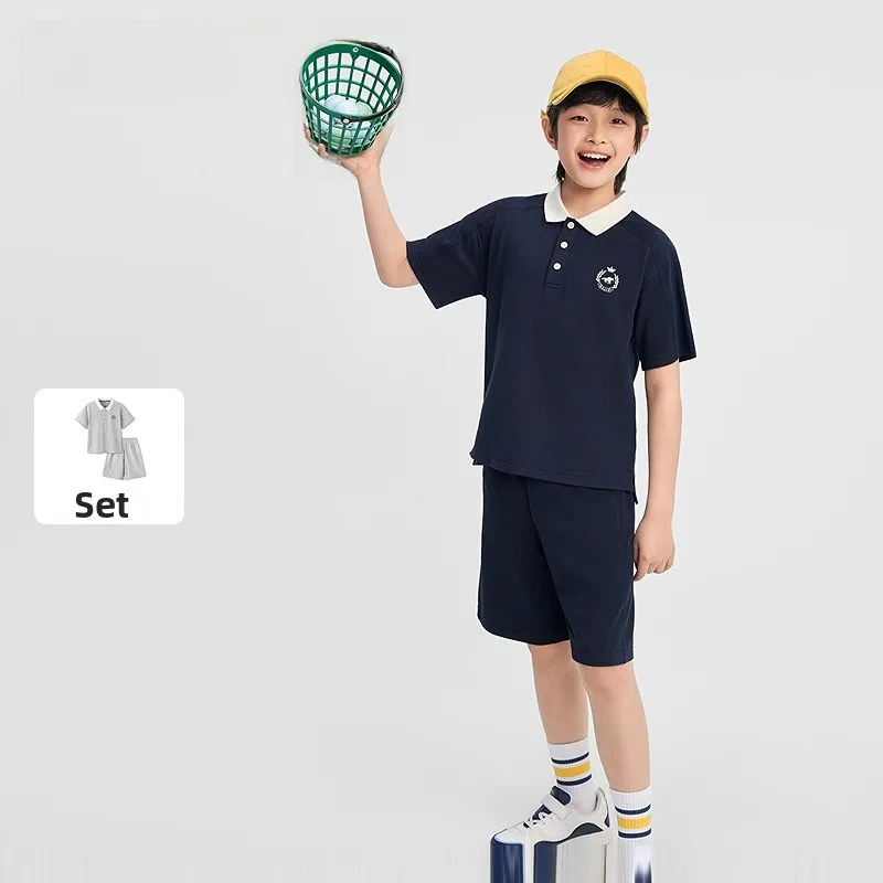 balaone-set-due-pezzi-a-maniche-corte-per-bambini-asciugatura-rapida-sensazione-di-freschezza-stile-casual-trendy-primavera-estate-unisex-cotone-e-poliestere