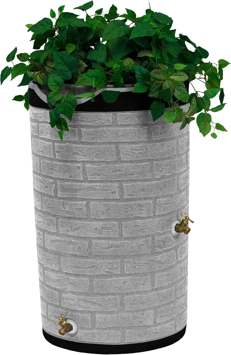 Light‑Granite 50 Gallon Rain‑Saver Rain Barrel with Darkened Decorative Ribs, Impressions Series Outdoor Rain‑Water Collection Storage Container for Garden Irrigation, Backyard & Patio Water Harvesting