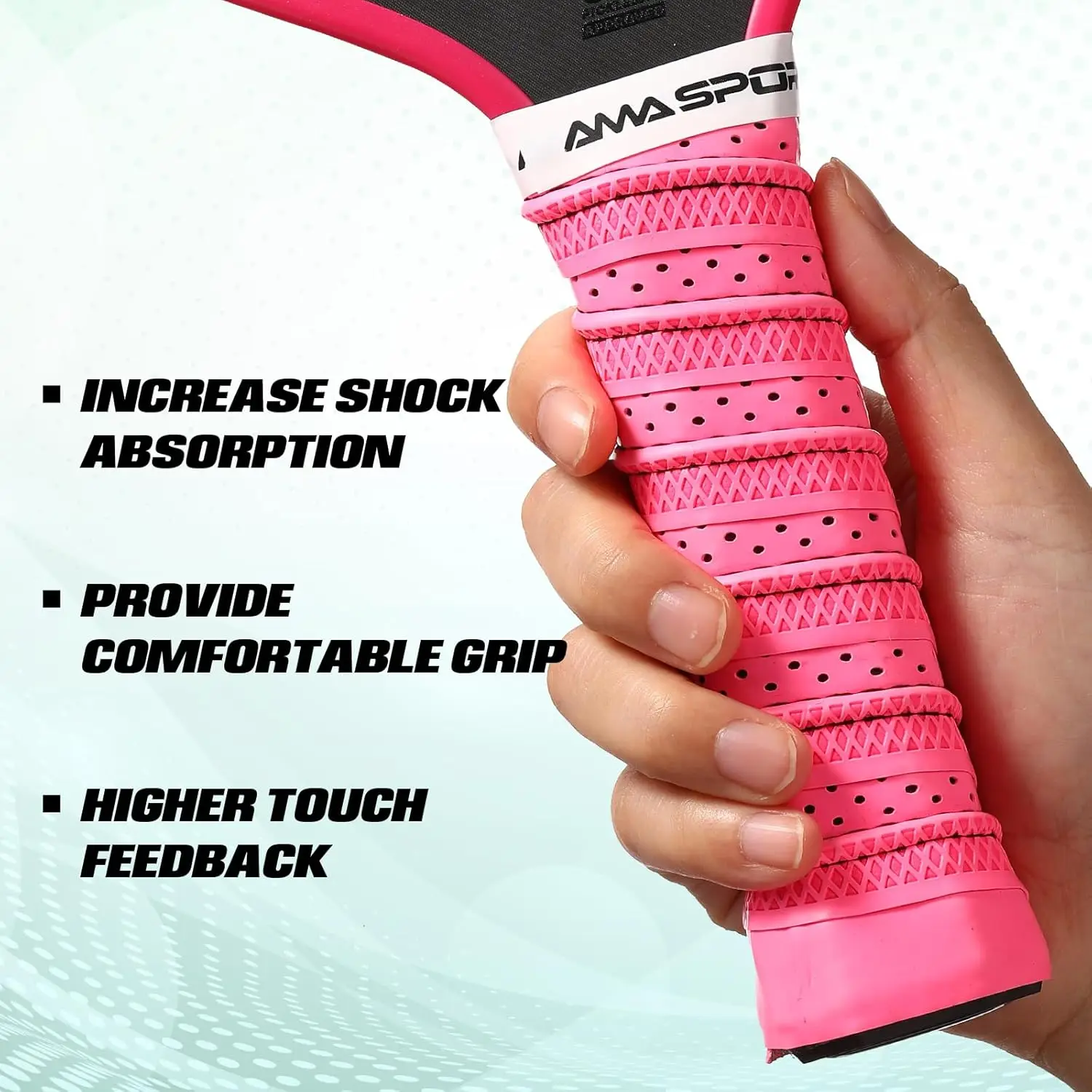 AMASPORT Pickleball Paddle Grip Tape 2Pack Pickleball Overgrip Replacement Grip Wrap for Pickleball Rackets Anti-Slip Grip Ridge