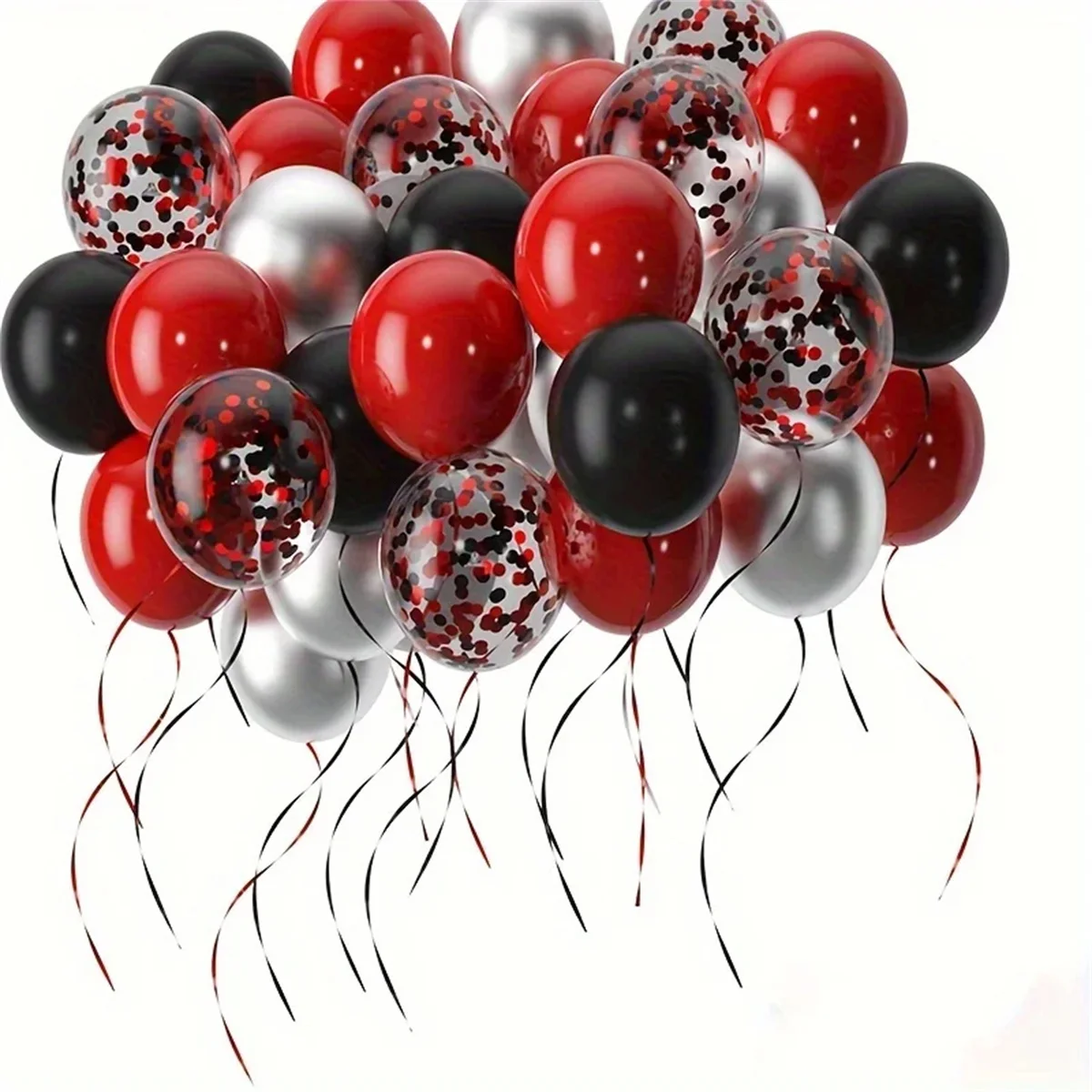 32-częściowy zestaw balonów z czerwonymi i czarnymi balonami Kolorowe balony konfetti Ślub Walentynki Urodziny Balon Nowy Rok
