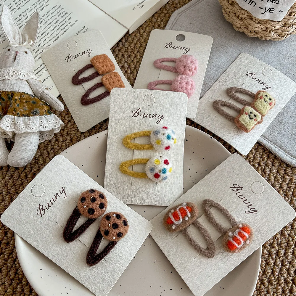New Wool Cartoon Bread Slices Biscuits Bb Clip Cute Hairpin Handmade Fun Headgear Hairpin