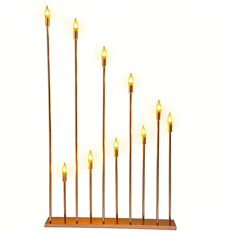 2 Set 10 Heads Metal Candelabra Electric Candle Holders Wedding Table Centerpiece Road Lead Candelabrum for Home Decor