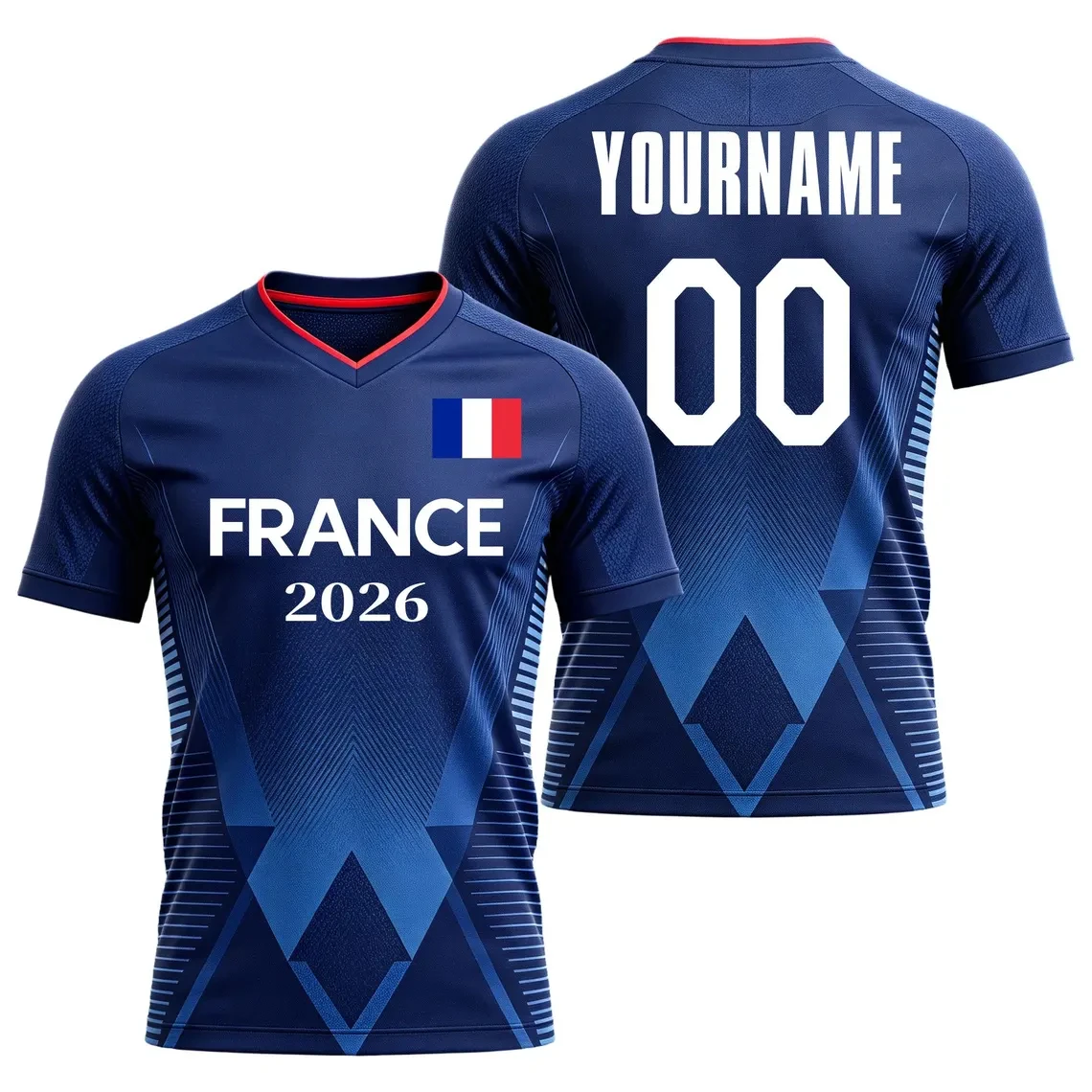 2026 France Flag Print Football Jersey Custom Name Number Quick Dry Sports Tees For Soccer Fans Training Uniform Dropshipping