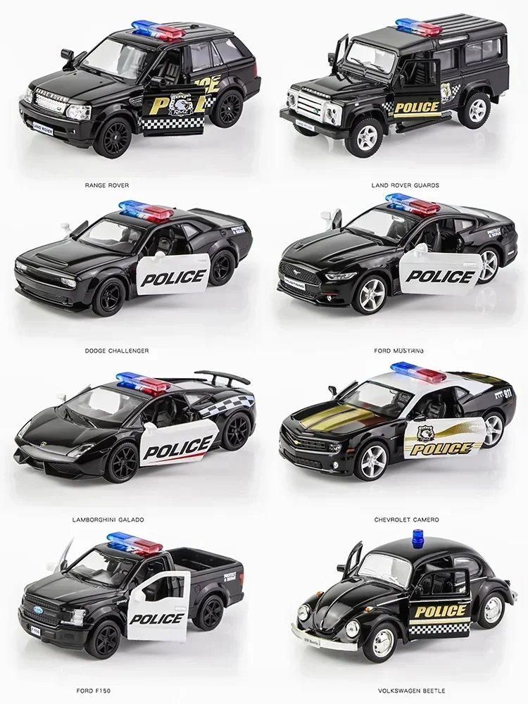 Police Series Alloy Car Model Collection Diecast 1/36 Scale Miniature Voiture Ford 150 Dodge Lambor Simulation Vehicle Toy Boy