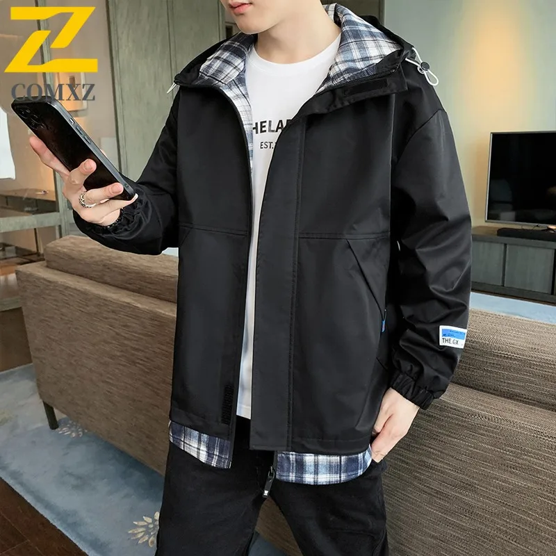 

COMXZ Spring Autumn New Jacket Men Top Trend Jacket Hooded Jacket Men Hooded Coat Men